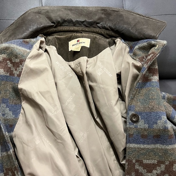 Long Vintage Woolrich Southwestern Coat Aztec Blanket Warm - Picture 6 of 9